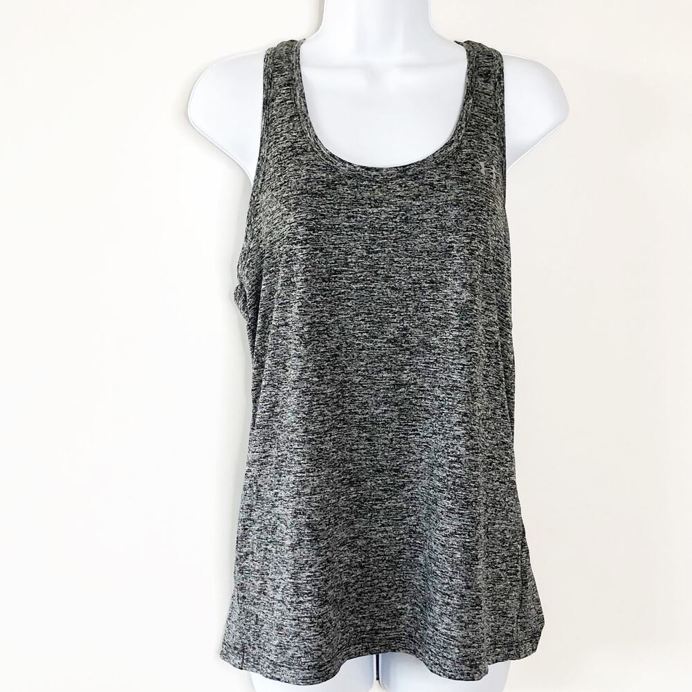 Under Armour Medium Grey Tank Top Racer Back Heat Gear Heathered Gray
